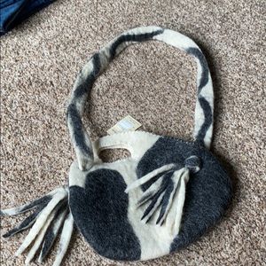 Cute cow print purse zip closure